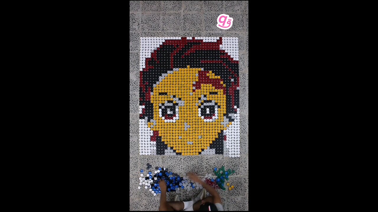 I made #tanjiro from Demon Slayer using 1,872 bottle caps! 🔥