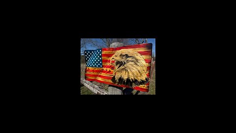 Wooden American Flag with Bald Eagle