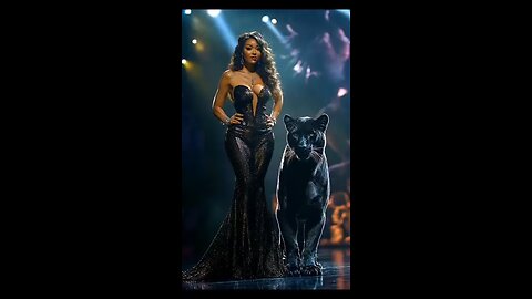 Girl perform with black panther