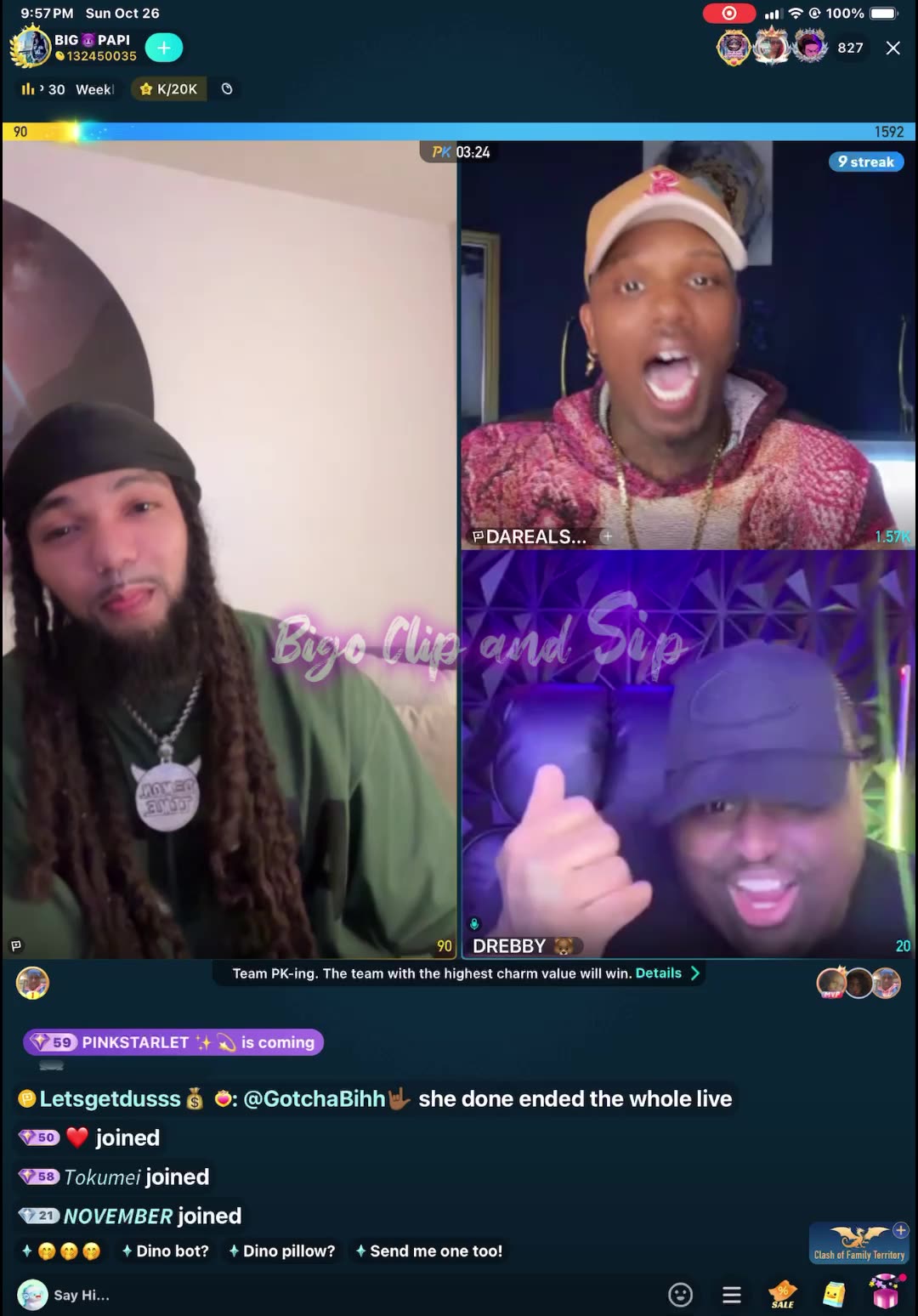 Team PK Papi ft DreBaby n supa speaking bad on Bigo for not rewarding them 10/26/25 #bigoclipandsip