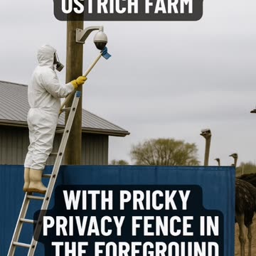 CFIA WORKER COVERS SECURITY CAMERA AT OSTRICH FARM
