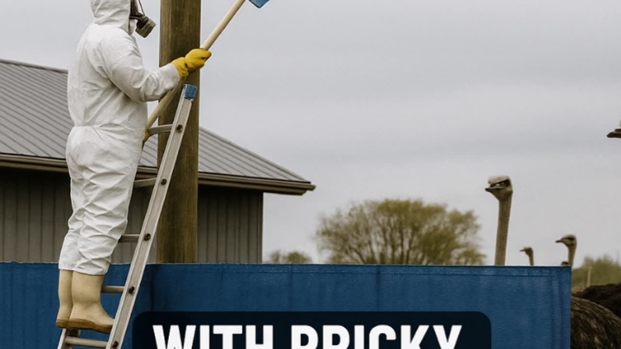 CFIA WORKER COVERS SECURITY CAMERA AT OSTRICH FARM