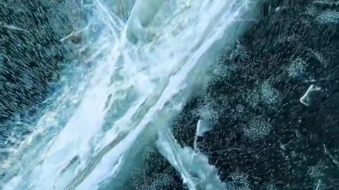 What happens when pouring hot water on a frozen lake...