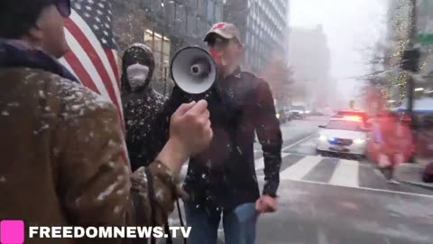 Agitators outside of Trump Victory Rally site in DC 1/19/25