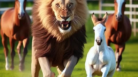 Black panther attack on a baby foal #blackpanther #horse