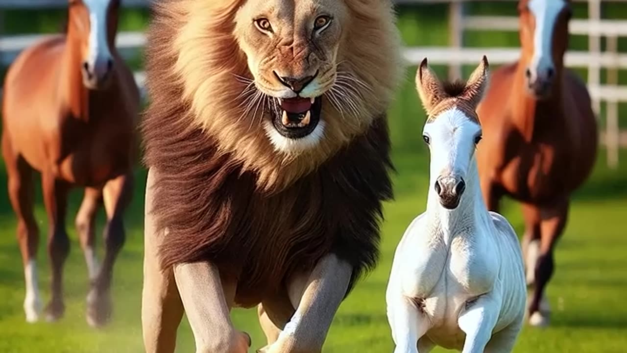 Black panther attack on a baby foal #blackpanther #horse