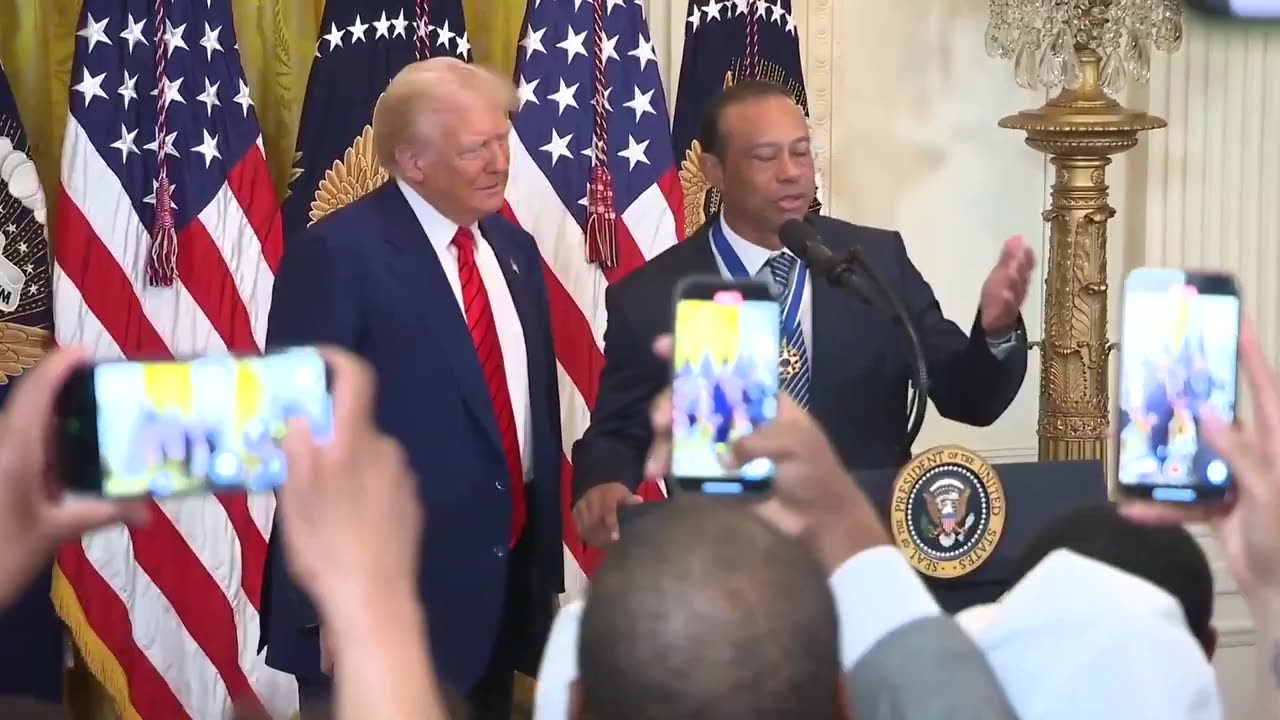 President Trump welcomes legendary golfer Tiger Woods to the White House