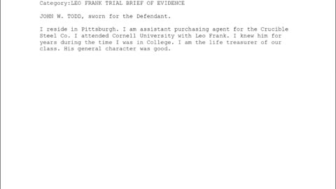 JOHN W TODD, Sworn In For The Defendant, 127th To Testify