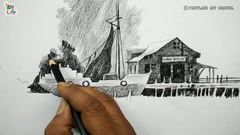 Scenery Art with Charcoal Pencil and Easy Pencil Strokes // PAINTLANE