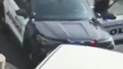 Manteca, CA He's already rammed police twice. After a lull he attacks again....