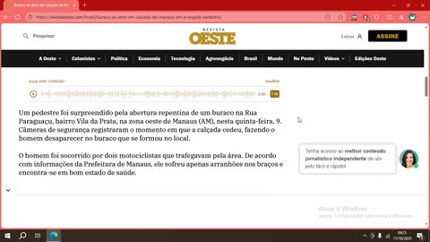 Buraco se abre em calçada de Manaus (AM) e engole pedestre.mp4