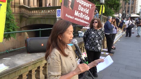 Dr My Le Trinh (suspended) speaking at Sydney Town Hall, 24-Jan-2025