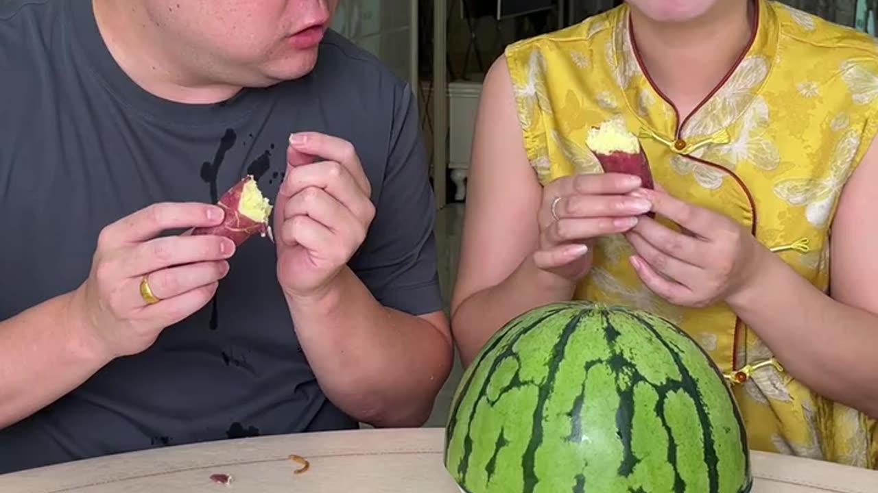 Husband wife Funny eating