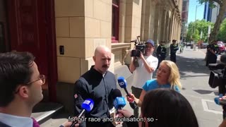 Thomas Sewell speaks to the media after being released on bail this afternoon