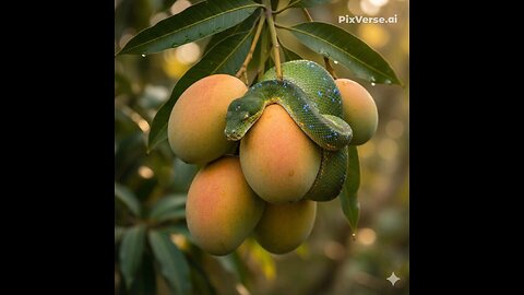 snake eat a mango