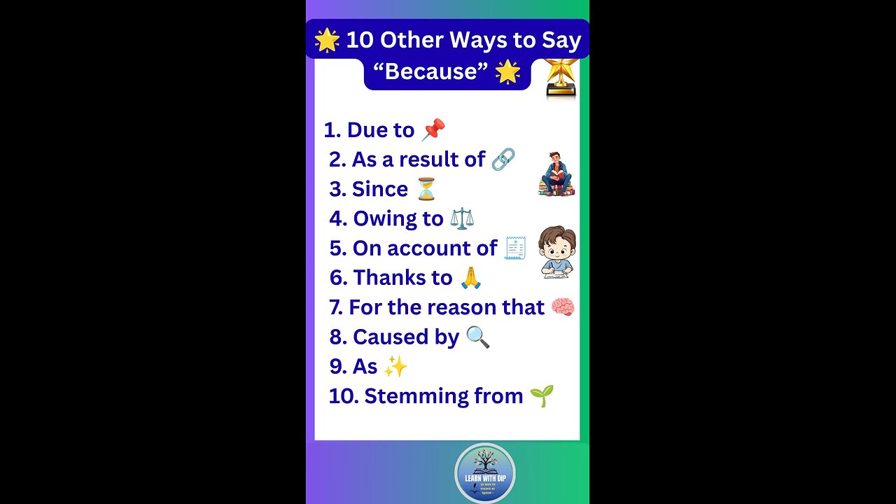 10 Other Ways to Say “BECAUSE” in English for Advance IELTS level #ielts #english #shorts