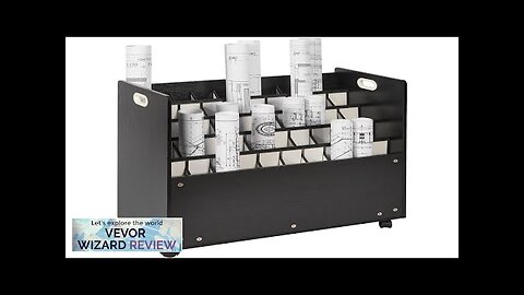 VEVOR Blueprint Roll File Holder 50 Slots Mobile Wooden Blueprint Storage Cart Review