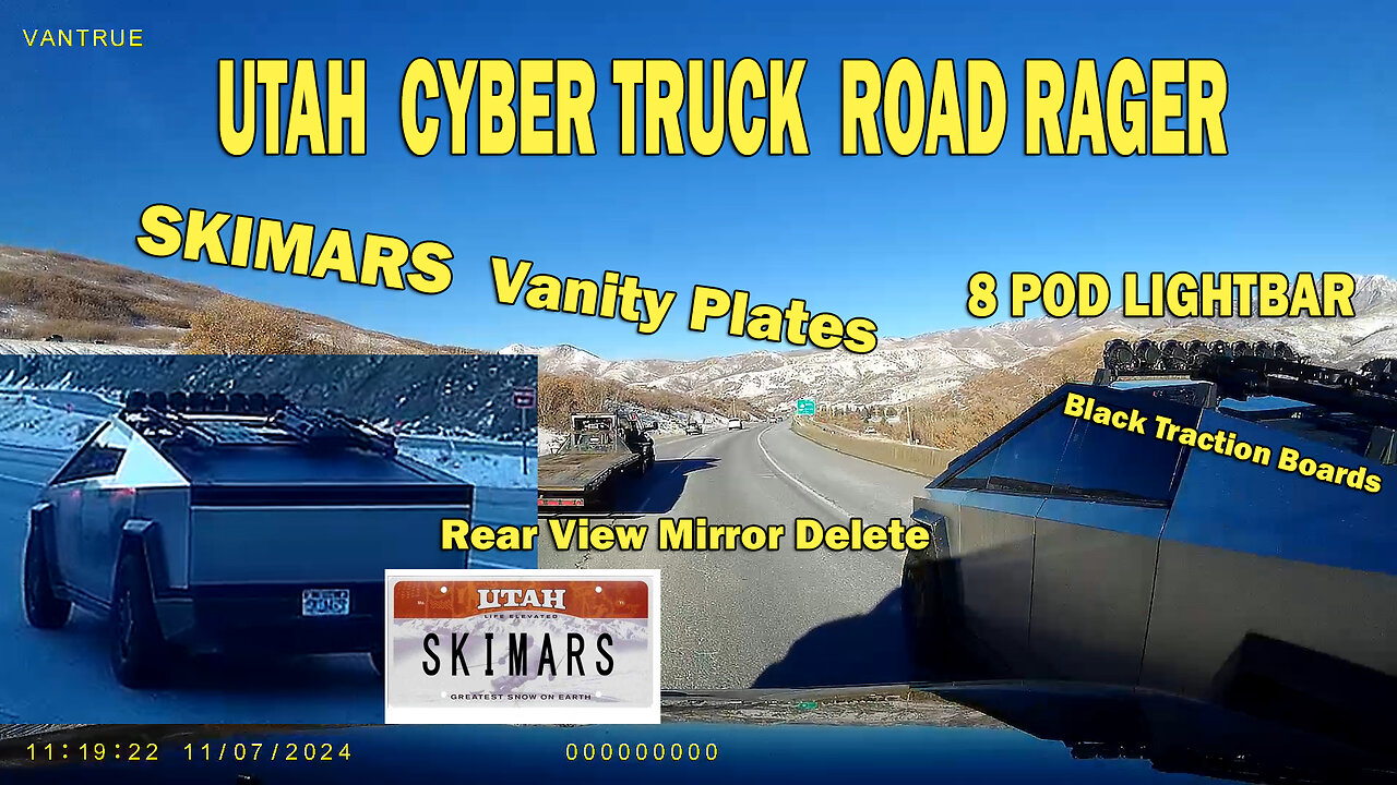 Tesla Cyber Truck License plate SKIMARS Road Rages at Me! on I-80 West