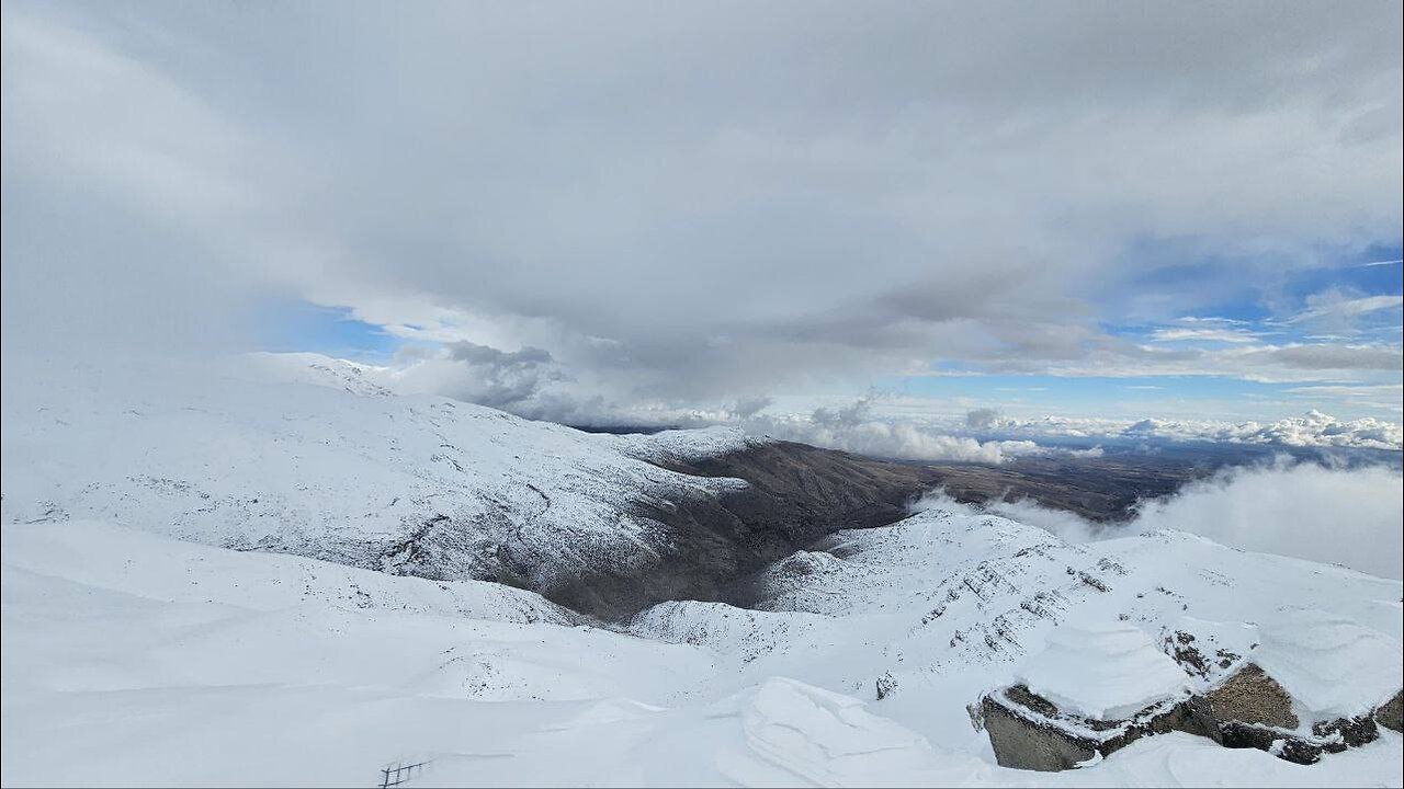 Mount Hermon in Northern Israel is covered in snow.