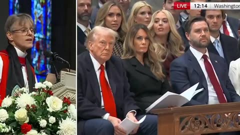 The LOOK on the Trumps & JD Vance's faces during the Bishop's WOKE attack😂