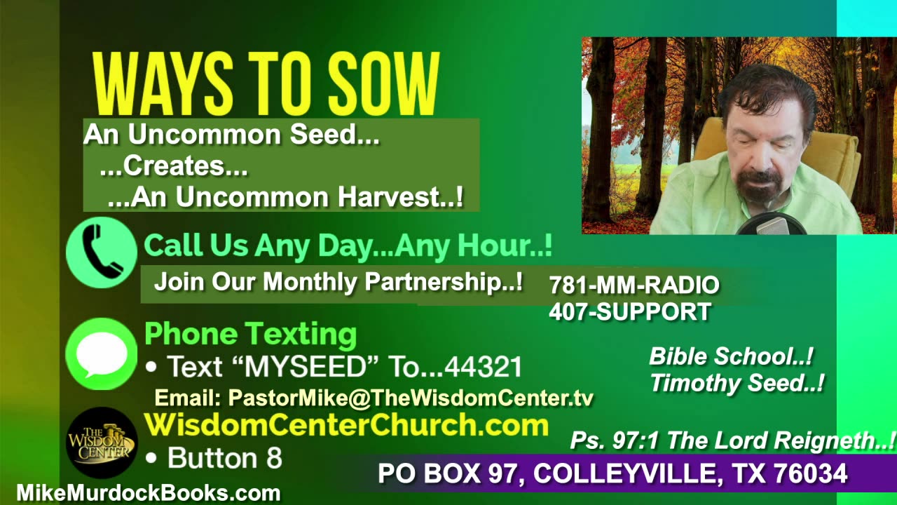 Wed Nov. 12 - Wisdom World With Mike Murdock..!!