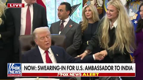 NOW: President Trump calls over Erika Kirk in the Oval Office