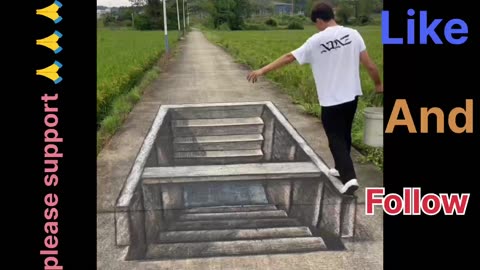 Seeing the illusion sketch art made on the road, everyone thought it was real.