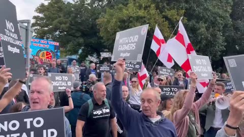 Crowds gather outside Labour Conference in Liverpool (ACC waterfront) to protest digital ID