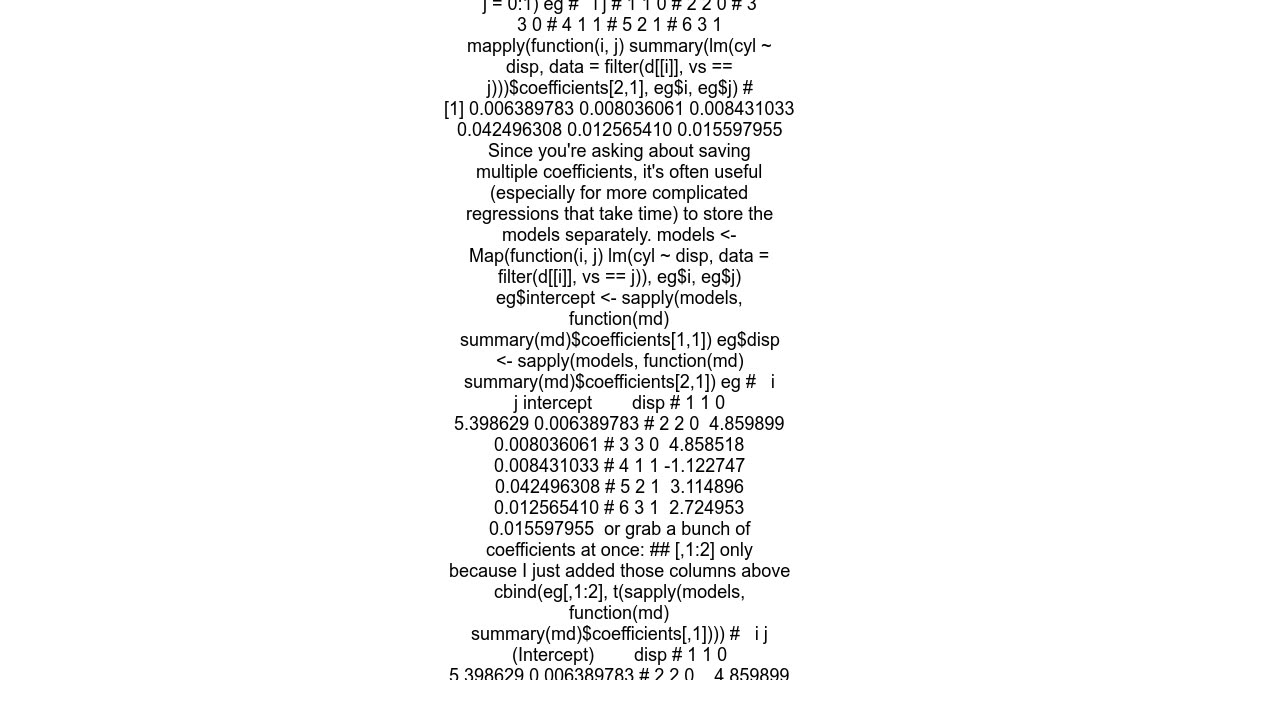 R Nest Loop Regressions