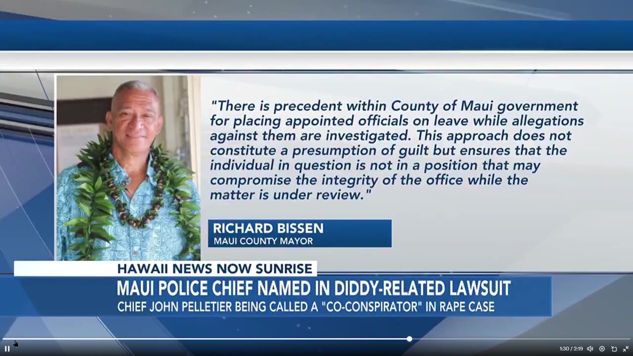 Maui Police Chief John Pelletier named in Diddy lawsuit, is accused of being a co-conspirator.