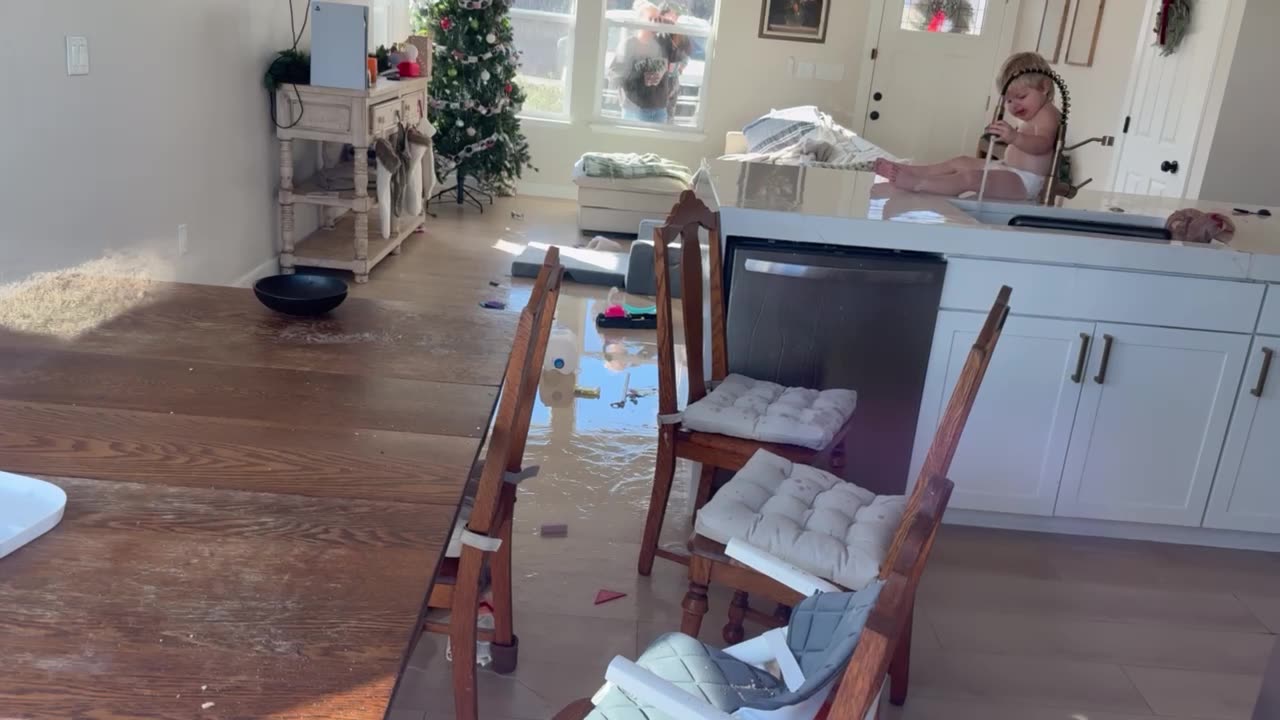 Toddler Cleans The Kitchen