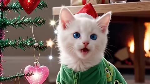 Tiny Paws Hanging Love ❤️🎄 #cat#cat #cute #cats #winter #frog #christmas