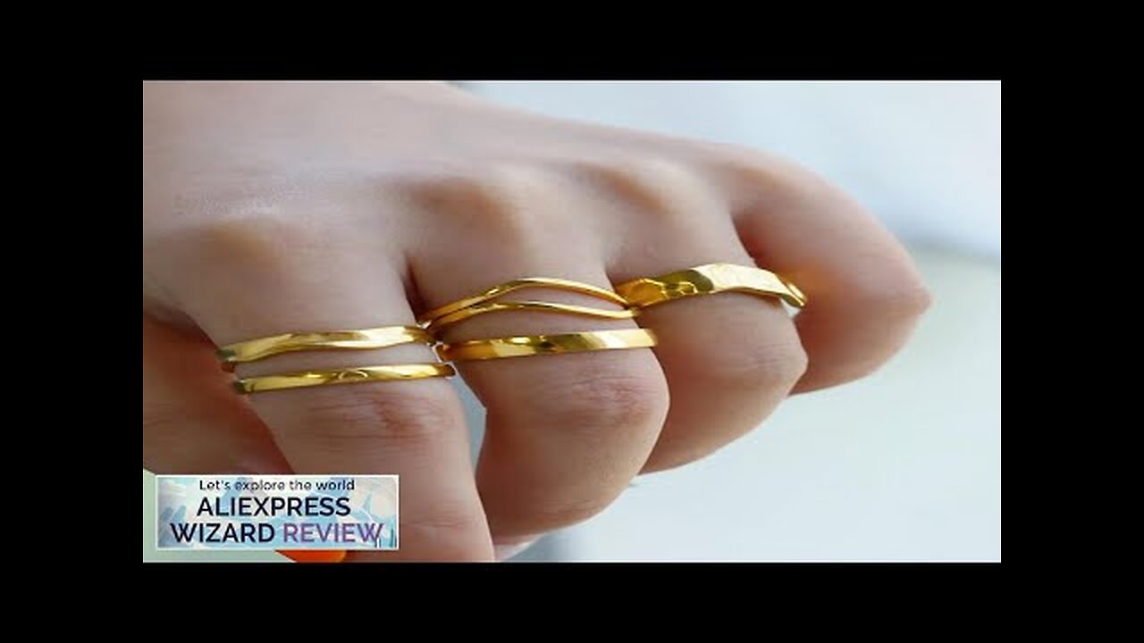 Stainless Steel Wave Line Rings For Women Men Opening Gold Color Wedding Review