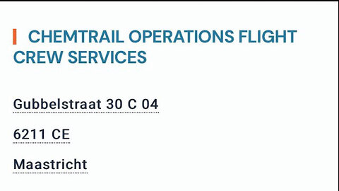 Chemtrail operations flight crew services gevestigd in Maastricht 28-10-2025