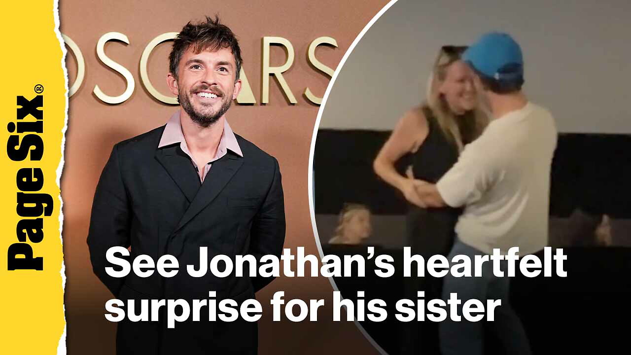 See the heartwarming moment Jonathan Bailey surprises his sister