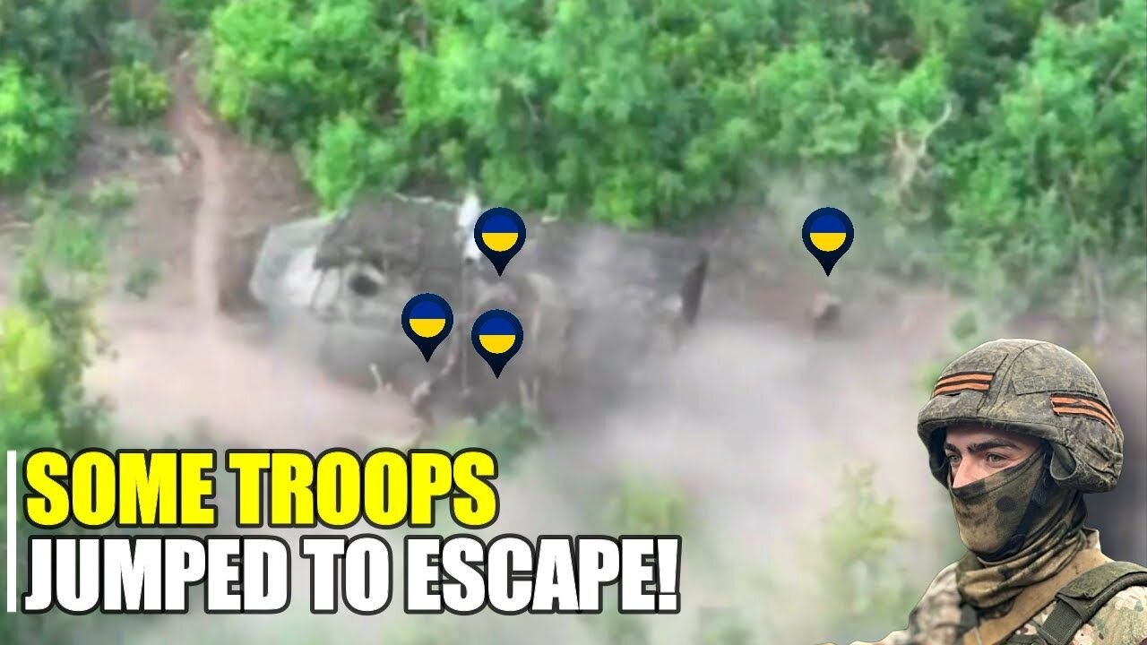 Ukrainian APC full of troops advancing on Pokrovsk swept out