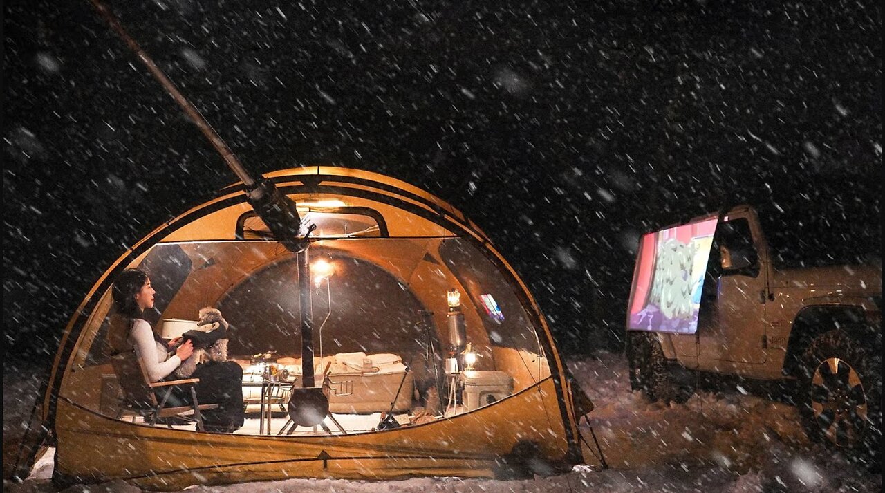 ❄ CAMPING IN THE ICE WORLD WITH A NEW COZY TENTㅣCAMP ASMRㅣSNOW CAMP