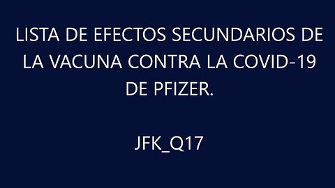 LISTA DE EFECTOS SECUNDARIOS DE LA VACUNA CONTRA LA COVID-19 DE PFIZER