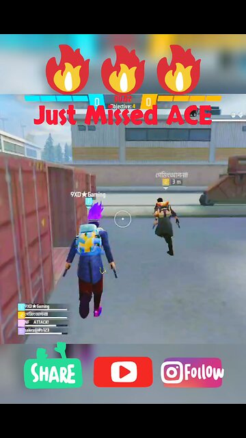 🔥 Just Missed ACE 🔥 #9xdgaming #shortvideo #freefirefunny #funny #shorts #reels #FF #funnyvideos