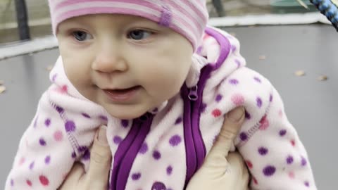Baby Kayla Practicing on the Trampoline | Tiny Jumps & Big Smiles
