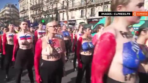 Femen estremiste urlano contro Trump , Putin , Musk, Meloni , LePen...