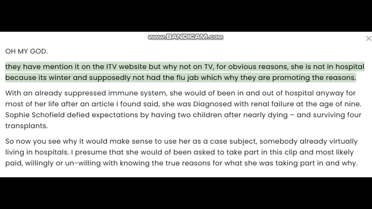 EXPOSED - ITV USE LIFE LONG I’LL WOMAN TO RAMP UP SKYROCKETING HOSPITALISATION CASES