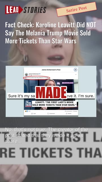 Fact Check: Karoline Leavitt Did NOT Say The Melania Trump Movie Sold More Tickets Than Star Wars