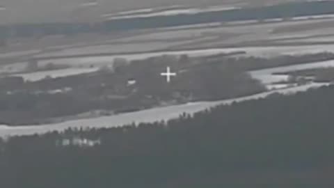 Ukrainian Helicopter Shooting Down a Russian Shahed Drone