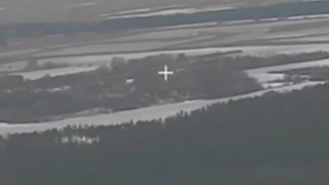 Ukrainian Helicopter Shooting Down a Russian Shahed Drone