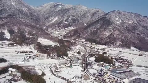 담양 병풍산 앞 대방2리 마을 전경