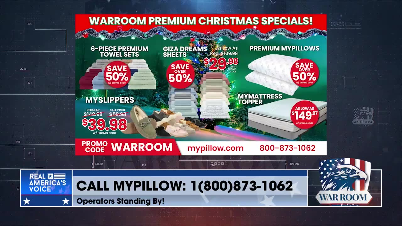 Go To MyPillow.com/warroom And Order Your Christmas Gifts For You And Your Family Today!