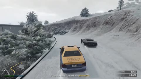 Driving a Taxi in the Snow for an Hour