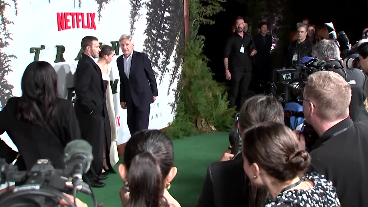 Harrison Ford gatecrashes premiere of Oscar contender 'Train Dreams'