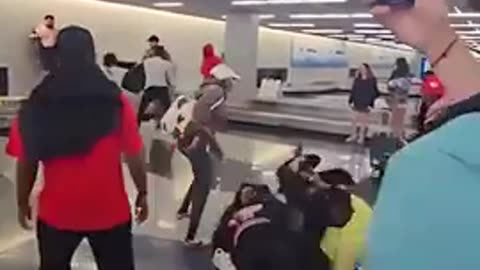 A group of violent diversity target white travelers and brutalize them at an airport.